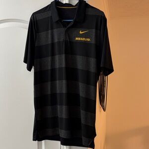 Nike Men's Polo in Black and Gray with Gold Accents
